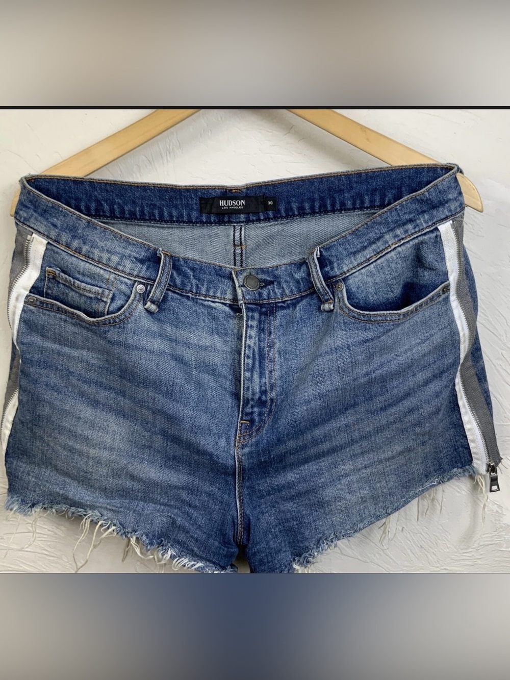 Women's Hudson Los Angeles Denim Shorts Size 30 Raw Hem Blue Jean Cutoffs
